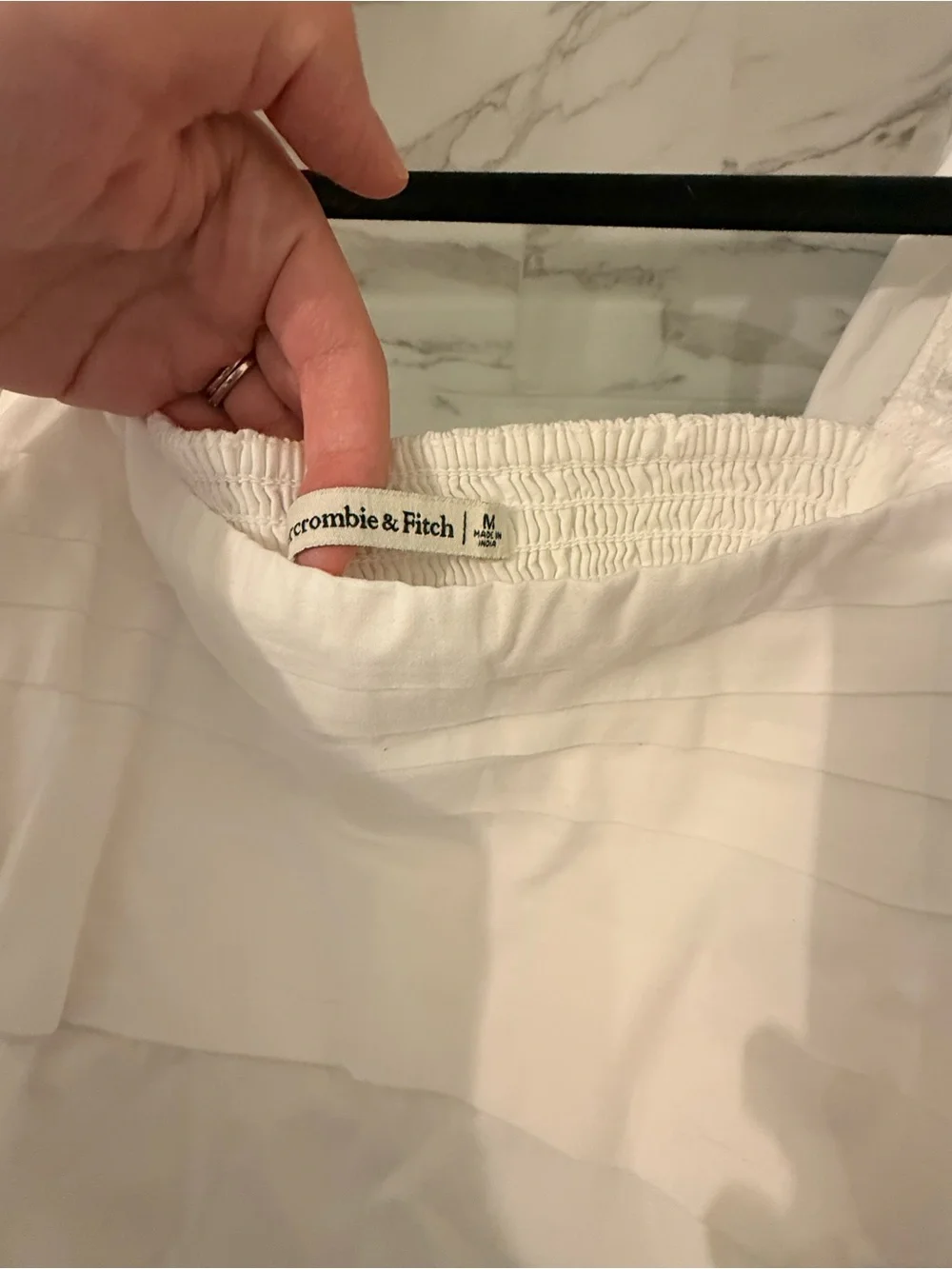Abercrombie & Fitch White Puff Sleeve Square Neck Top